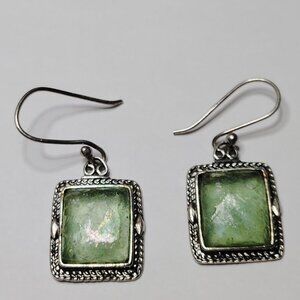 Vintage Roman Glass Earrings – 925 Silver Handmade in Israel
